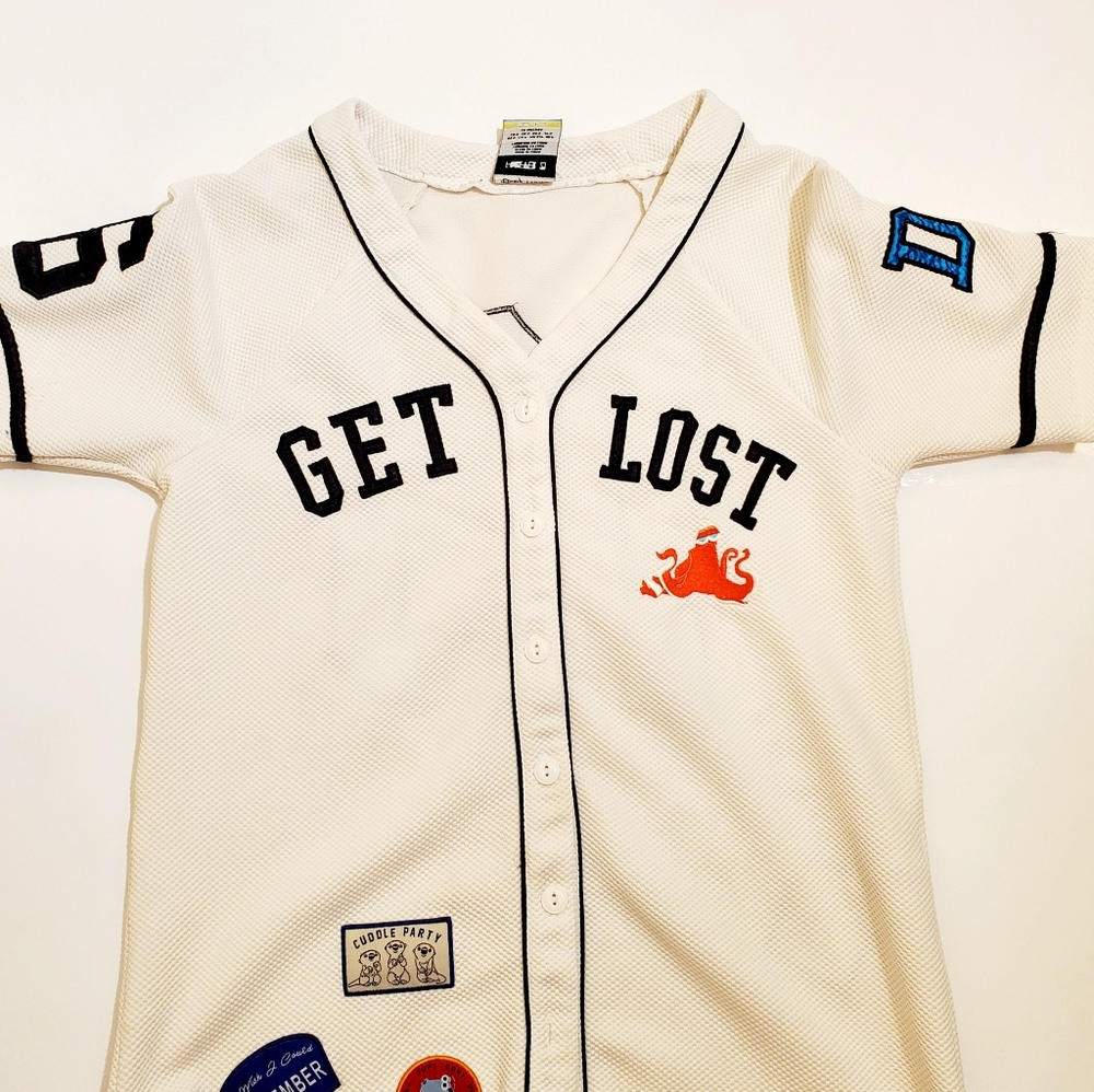 GET LOST Cotton Baseball Jersey Shirt - White